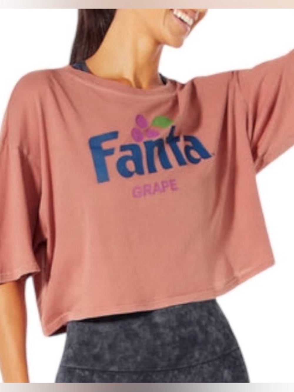 Wild Fox Coca Cola Fanta Grape Alhambra Cropped T-Shirt In Dusty Rose